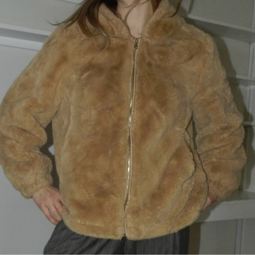 Faux fur zip up